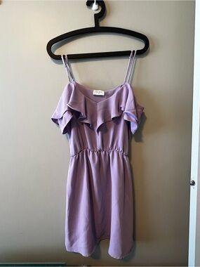 Everly Lavender Ruffle Cold-Shoulder Mini Dress